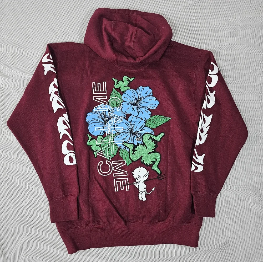 CALL ME 917 DEVIL CALLS HOODY SWEATSHIRT SMALL MAROON - Picture 4 of 7